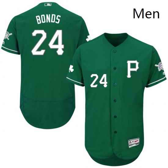 Mens Majestic Pittsburgh Pirates 24 Barry Bonds Green Celtic Flexbase Authentic Collection MLB Jersey